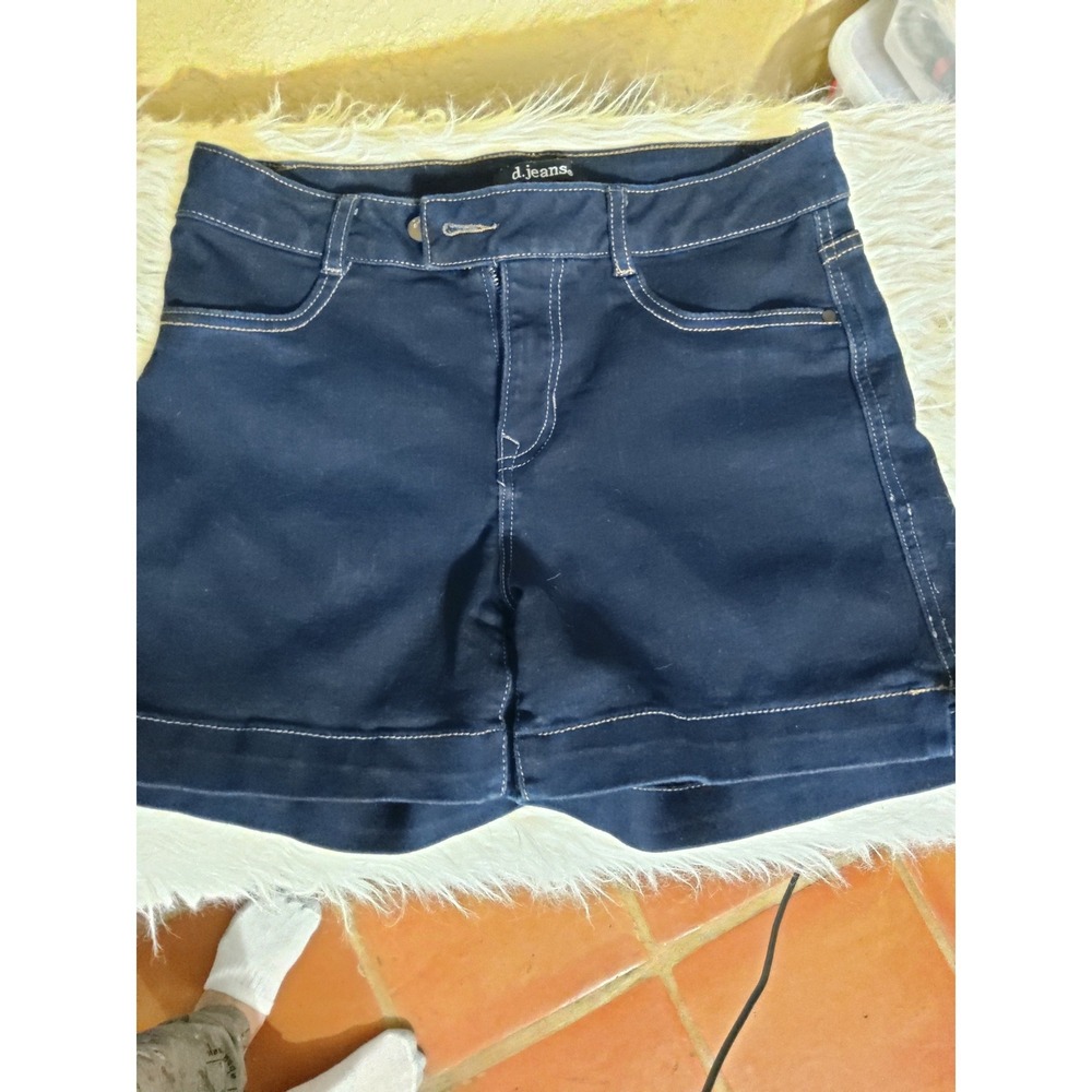 d.jeans Womens Dark Wash Stretch Denim Cuffed Shorts Size 6 Contrast Stitching